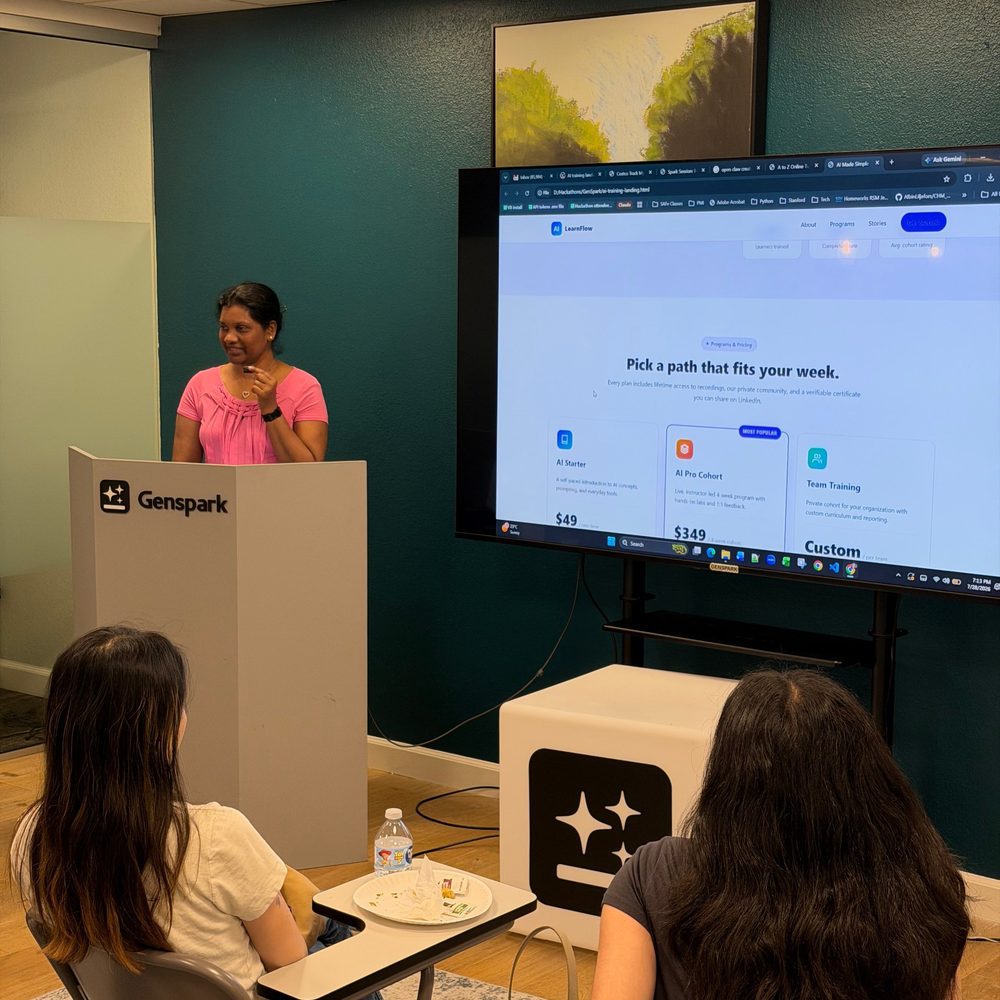 Host presenting the product tour from a podium